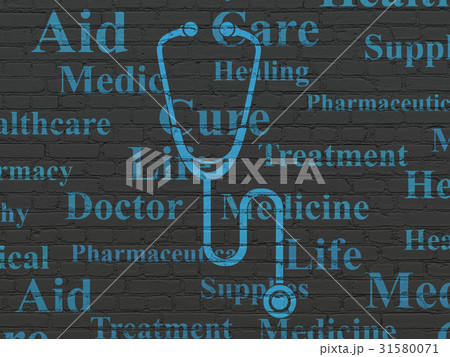 Health concept: Stethoscope on wall background Health concept: Stethoscope on wall background 31580071