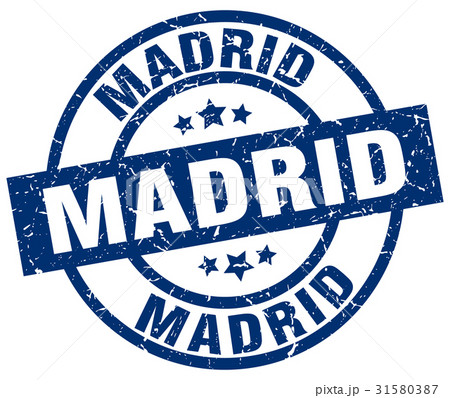 Madrid blue round grunge stamp 31580387