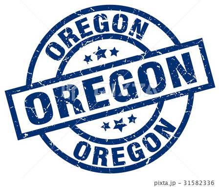 Oregon blue round grunge stamp 31582336
