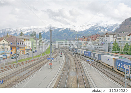 Main station in the middle of a village in Spiez 31586529