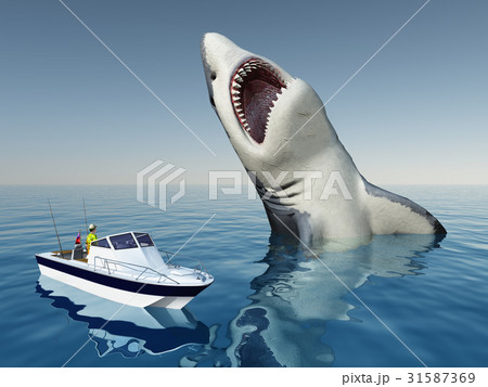 Sea angler and the Megalodon shark Sea angler and the Megalodon shark 31587369