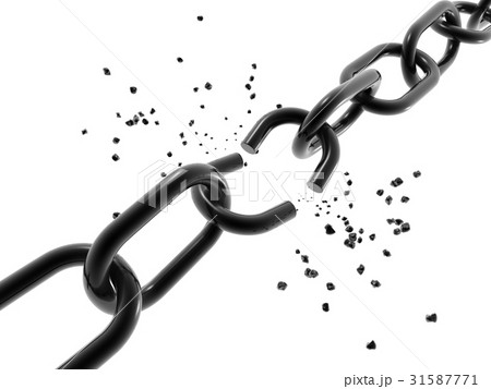 3d image of a chain with a broken link. 31587771