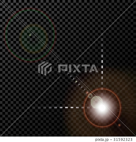 A bright flash and glow. Glare and rays on a 31592323