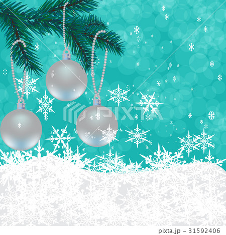 Christmas, New Year s card. Toys on a green 31592406