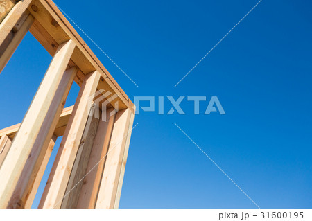 Wood Home Framing Abstract At Construction Site. Wood Home Framing Abstract At Construction Site. 31600195