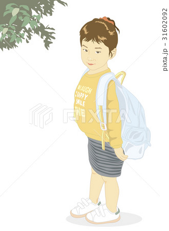 リュックと女の子のイラスト素材