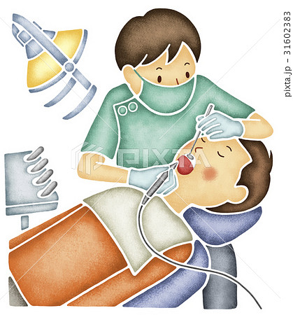 歯の治療をする歯科医のイラスト素材