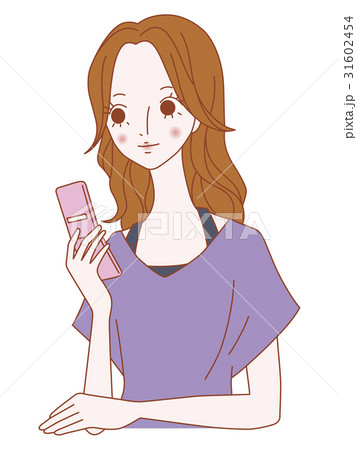 携帯電話を見る女性のイラスト素材