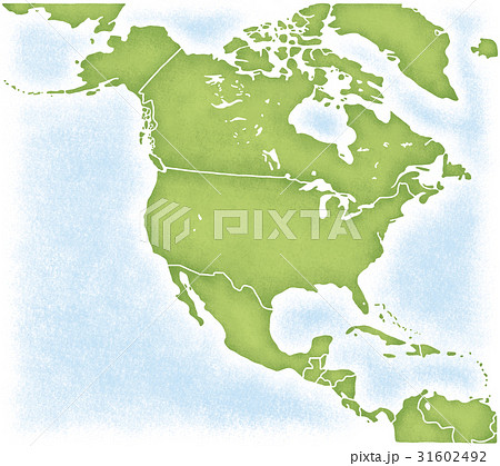 北アメリカ大陸とその周辺の地図のイラスト素材