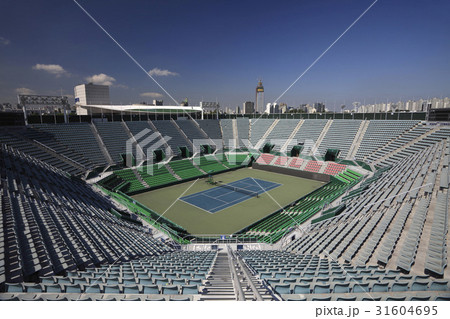 ソウル オリンピック公園 テニスコートの写真素材