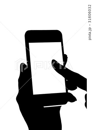 スマートフォンをタッチする手のシルエットのイラスト素材 31606032 Pixta