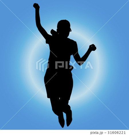 ジャンプする女性のシルエット 31606221