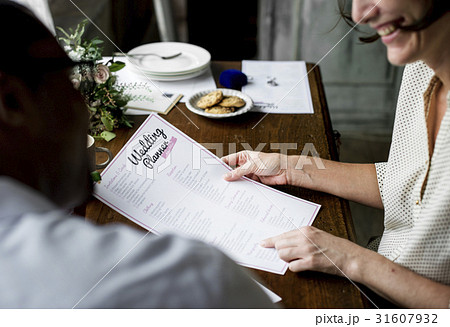 Hands Holding Wedding Planner Checklist Information Preparation 31607932