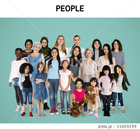 Various of diversity women generation group standing with smiling on background 31609299
