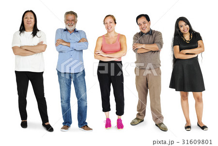 Set of Diversity Adult People Gesture Lifestyle Studio Portrait 31609801