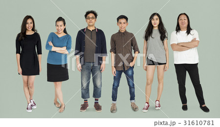 Group of Asian Adult People Set Studio Isolated Group of Asian Adult People Set Studio Isolated 31610781