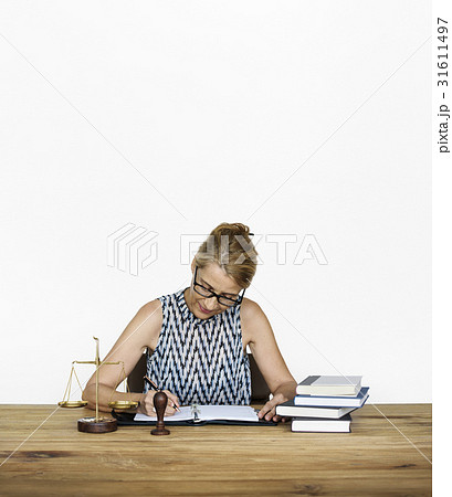 Woman Working Justice Scale Judgement Law Woman Working Justice Scale Judgement Law 31611497