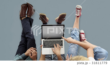 Adult People Use Tablet Mobile Phone Studio 31611779