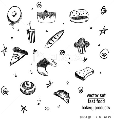 Hand Drawn bakery and fast food icon set Hand Drawn bakery and fast food icon set 31613839