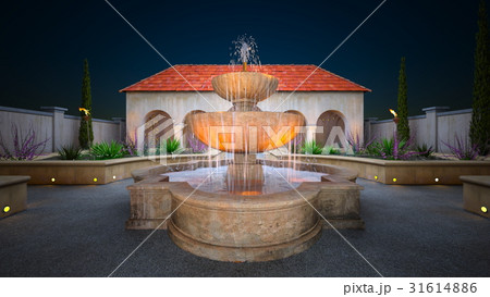 噴水のある庭 のイラスト素材