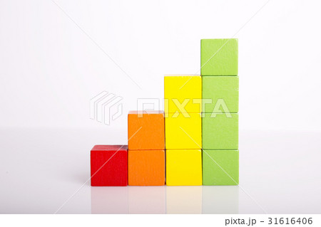 Stacks of multicolored toy blocks 31616406
