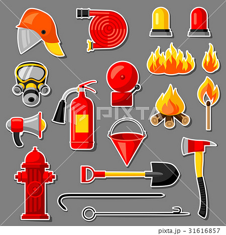 Set of firefighting stickers. Fire protection Set of firefighting stickers. Fire protection 31616857