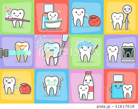 Teeth care treatment and hygiene concepts set. Teeth care treatment and hygiene concepts set. 31617616