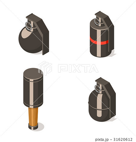 Hand grenades set isolated on white background. Hand grenades set isolated on white background. 31620612