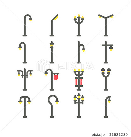 Flat design lamp post set Flat design lamp post set 31621289