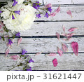 Scenic wooden background with white peony  bells  31621447