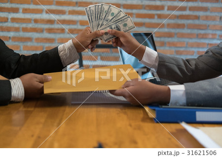 Businessman receiving envelope with money. Man Businessman receiving envelope with money. Man 31621506