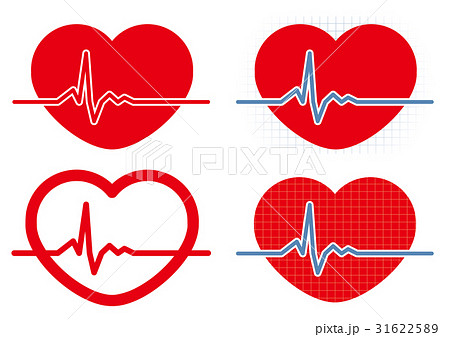 ハートレートイラスト４タイプのイラスト素材