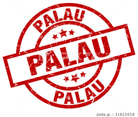 Palau red round grunge stamp 31622658