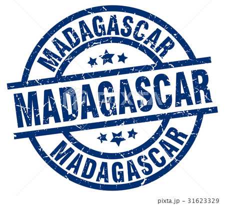 Madagascar blue round grunge stamp 31623329