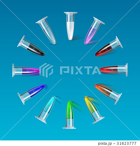 Set test tube multi color circle on blue Set test tube multi color circle on blue 31623777