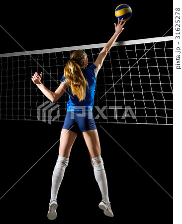 Volleyball player (ver with ball and net) 31625278