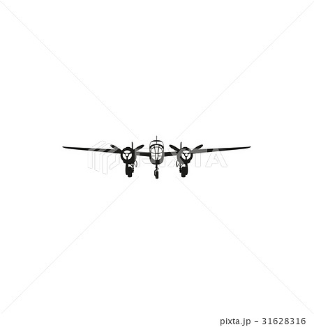 simple black Old Bomber Plane front icon 31628316