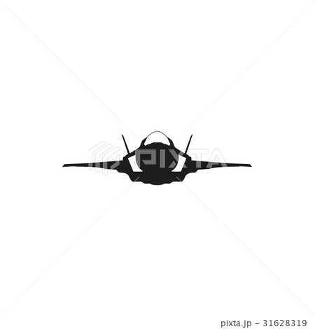 simple black fighter jet plane icon 31628319