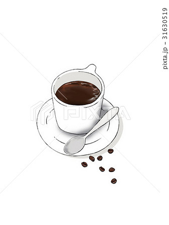 コーヒーカップと豆のイラスト素材