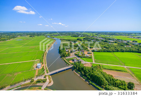 千葉県白子町関 南日当 五井付近を空撮の写真素材