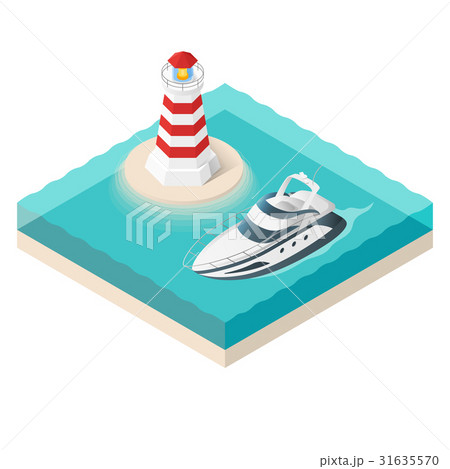 Vector illustration of yacht and a lighthouse Vector illustration of yacht and a lighthouse 31635570