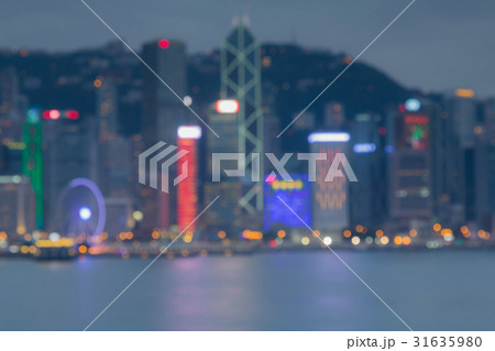 Night Hong Kong city blurred bokeh light sea front Night Hong Kong city blurred bokeh light sea front 31635980