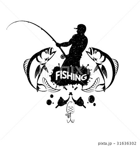 Fisherman With A Fishing Rod Conceptのイラスト素材