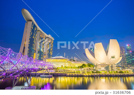 Singapore skyline, view of Singapore city at night 31636706