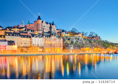 Cityscape of Stockholm city at night in Sweden 31636714