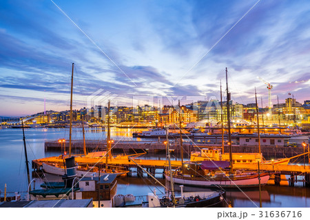 Port of Oslo city in Norway at night 31636716