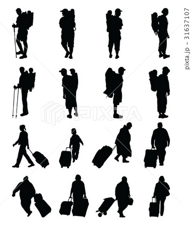 silhouettes of travelers silhouettes of travelers 31637107