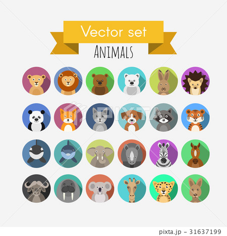 Set of flat style vector avatars of animals 31637199