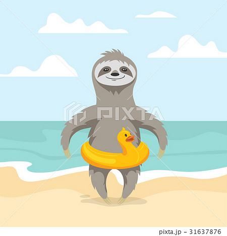 Cute sloth on the beach 31637876
