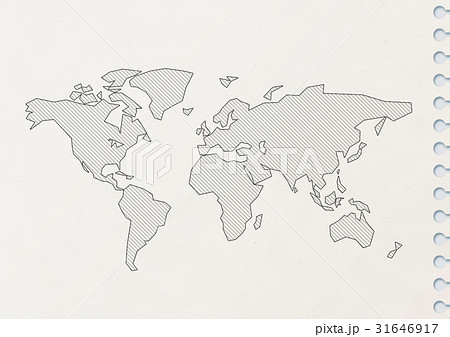 ノートに描いた世界地図のイラスト素材